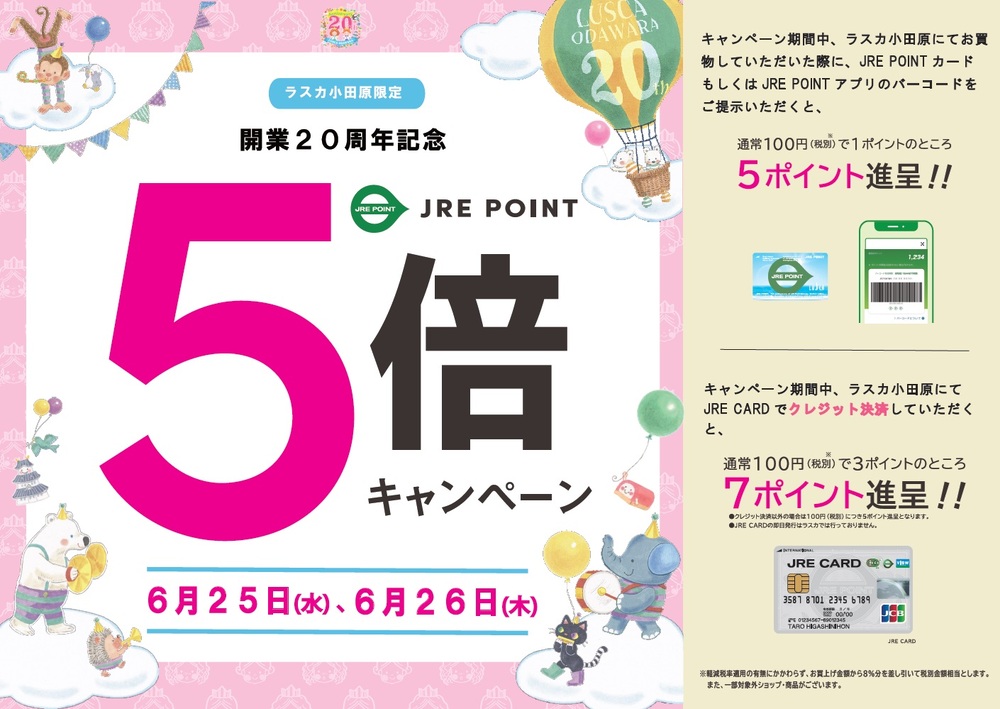 小田原店限定 20周年記念JRE POINT5倍